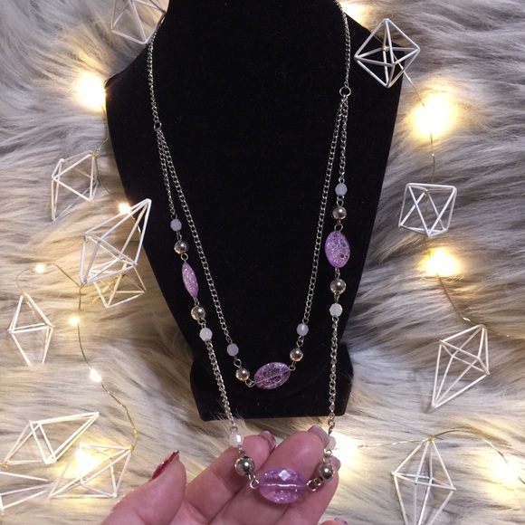 🆓w/🛍💜Lovely Layered Lavender Silver Necklace - Picture 6 of 12